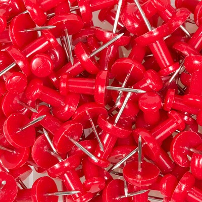 JAM Paper Pushpins, Red, 100/Pack (2242955)