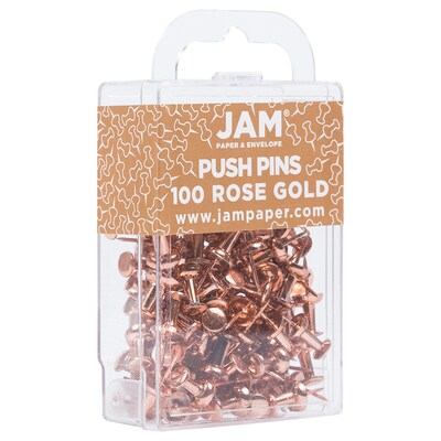 JAM Paper Push Pins, Rose Gold, 100/Pack (22432063)