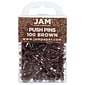 JAM Paper Push Pins, Chocolate Brown, 100/Pack (222419049)