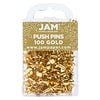 JAM Paper Push Pins, Shiny Gold, 100/Pack (222419051)