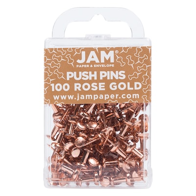 JAM Paper Push Pins, Rose Gold, 100/Pack (22432063)