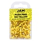 JAM Paper Push Pins, Yellow, 100/Pack (2242959)