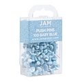 JAM Paper Pushpins, Baby Blue, 100/Pack (222419047)