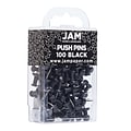 JAM Paper Push Pins, Black, 100/Pack (222419046)