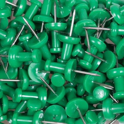 JAM Paper Push Pins, Green, 100/Pack (2242954)