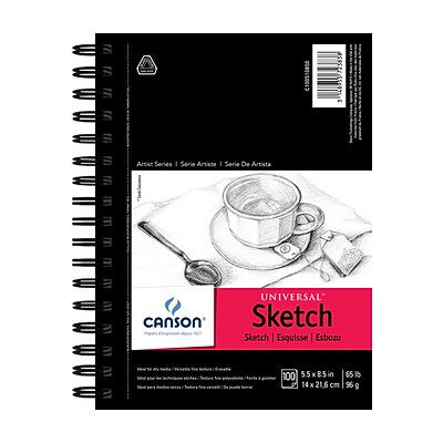 Canson Universal 5.5 x 8.5 Sketch Pads, 100 Sheets/Pad, 3 Pads/Pack (54986-3PK)