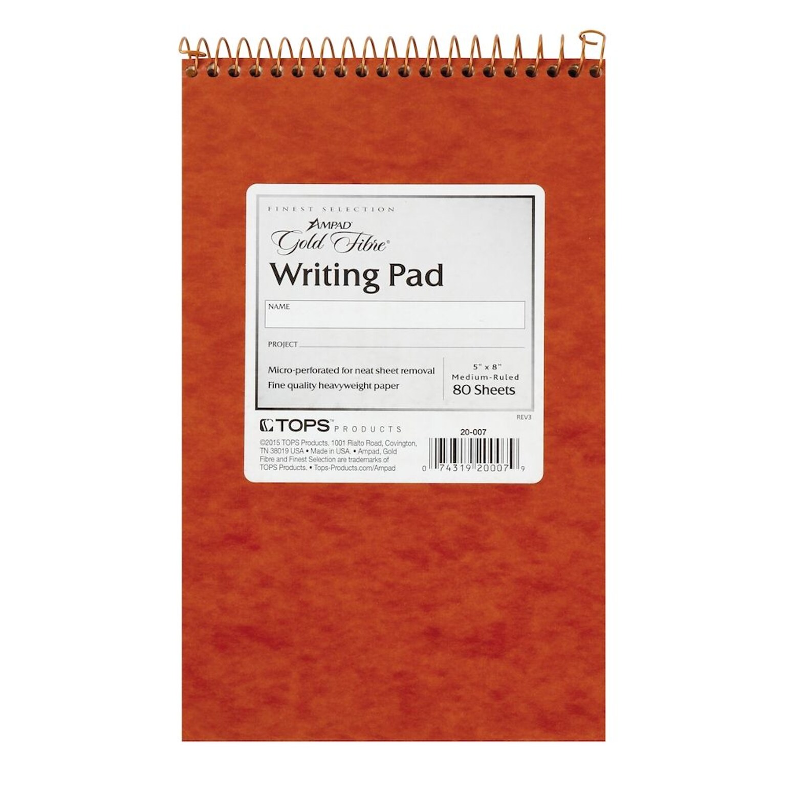 Ampad Gold Fibre Writing Pad, 5 x 8, Medium Ruled, Ivory, 80 Sheets/Pad (20-007)