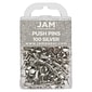 JAM Paper Pushpins, Silver, 100/Pack (222419054)