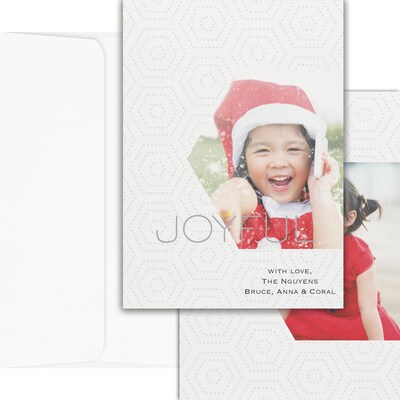 Custom 5" x 7" Joyful Holiday Photo Card, White Smooth 115#, 25/Pack
