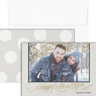 Custom 7" x 5" New Year Holiday Photo Card, White Smooth 115#, 25/Pack