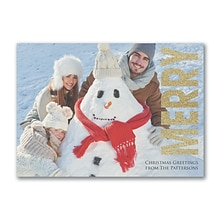 Custom 7 x 5 Merry Holiday Photo Card, White Smooth 115#, 25/Pack