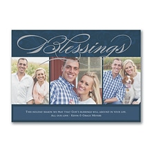 Custom 7 x 5 Blessings Holiday Photo Card, White Smooth 115#, 25/Pack