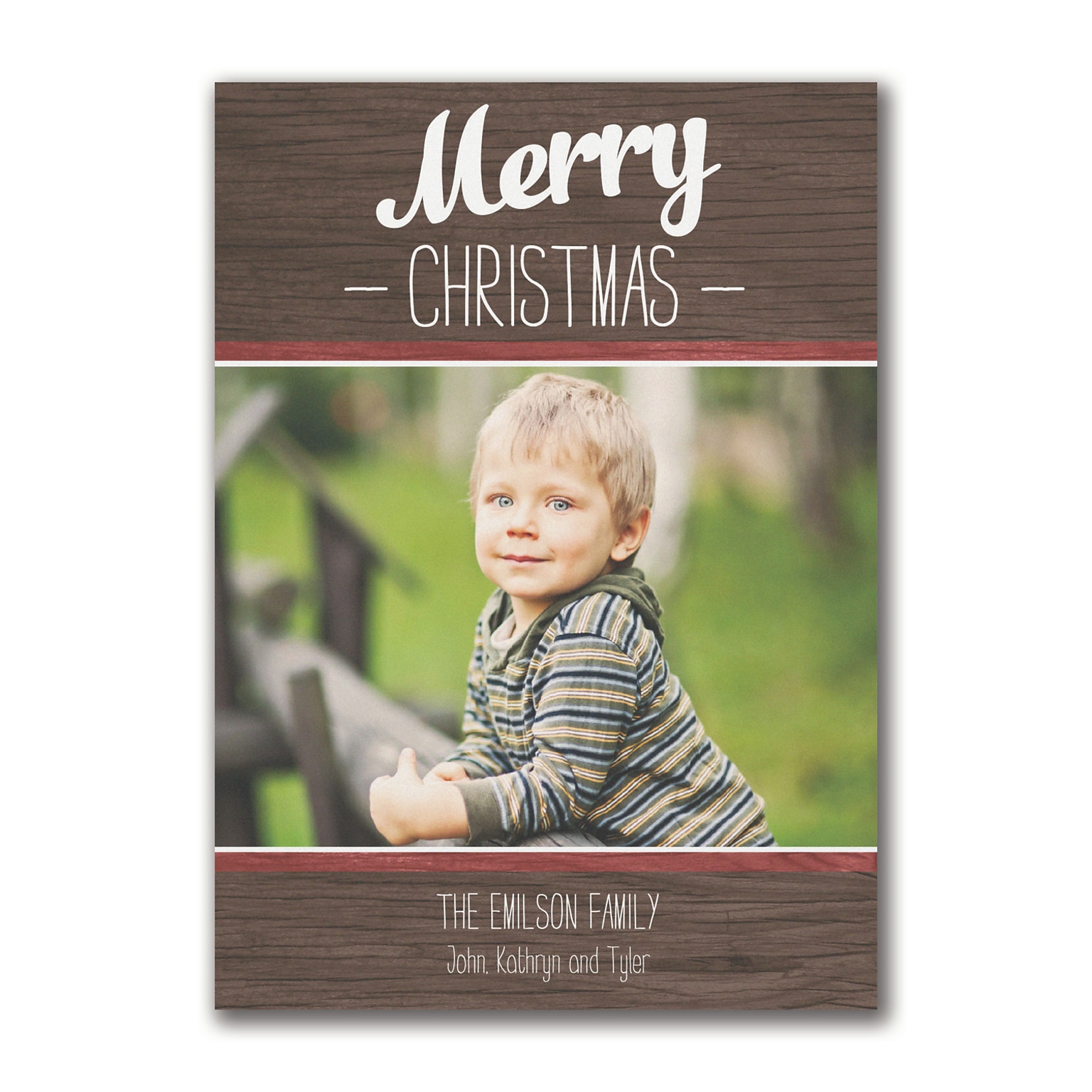 Custom 5 x 7 Merry Christmas Holiday Photo Card, White Smooth 115#, 25/Pack