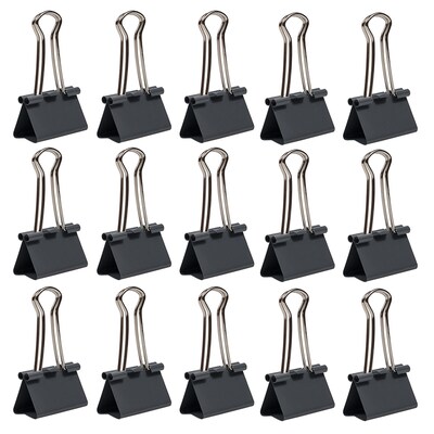 JAM Paper Colorful Binder Clips, Medium,  5/8" Capacity, Grey, 15/Pack (339BCGY)