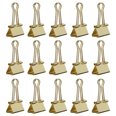 JAM Paper Colorful Binder Clips, Medium, 5/8" Capacity, Gold, 15/Pack (339BCgo)