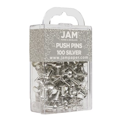 JAM Paper Pushpins, Silver, 100/Pack (222419054)