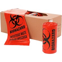 Laddawn 10 gal. Biohazard Trash Bag Liner, Red, 24 x 24, 500/Roll