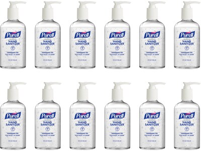 PURELL Advanced Hand Sanitizer Refreshing Gel, Clean Scent, 8 oz Pump Bottle, 12/Pack (4040-12-S)