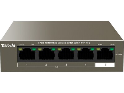 Tenda TEF1105P-4-63W 5-Port Gigabit Ethernet Unmanaged Switch, 10/100 Mbps, Gray (TEF1105P 4 63W)