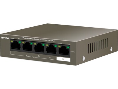 Tenda TEF1105P-4-63W 5-Port Gigabit Ethernet Unmanaged Switch, 10/100 Mbps, Gray (TEF1105P 4 63W)