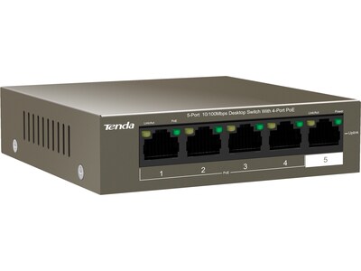 Tenda TEF1105P-4-63W 5-Port Gigabit Ethernet Unmanaged Switch, 10/100 Mbps, Gray (TEF1105P 4 63W)