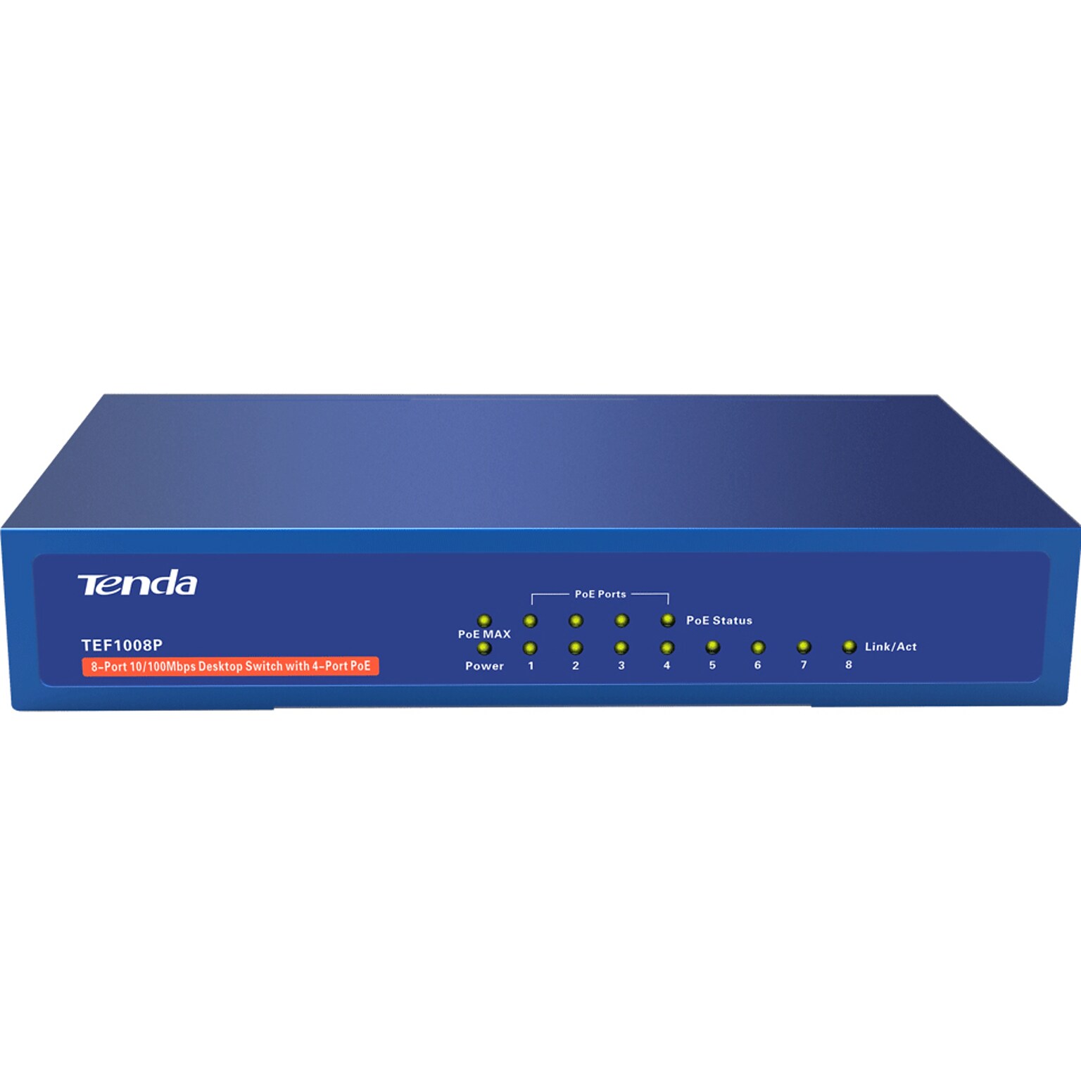 Tenda TEF1008P 8-Port Gigabit Ethernet Unmanaged Switch, 10/100 Mbps, Blue (TEF1008P)