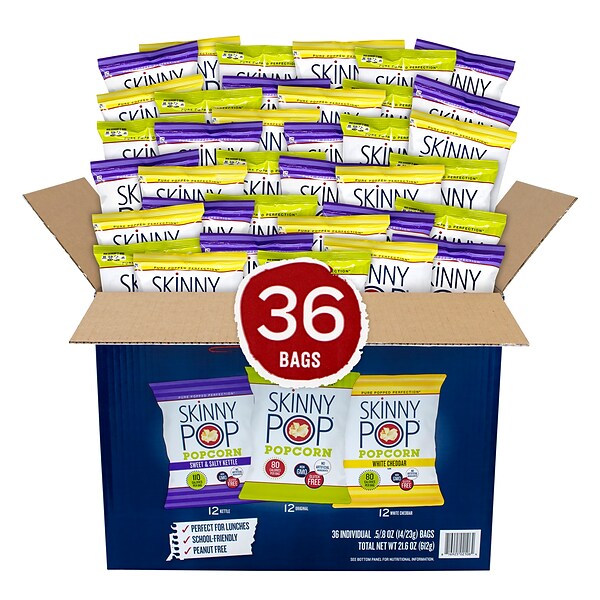 Popcorn Variety Snack Pack, 0.5 oz Bag, 36 Bags/ Carton