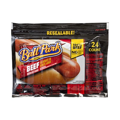 Ball Park Beef Franks Hot Dogs, 45 oz, 24/Pack (902-00092)