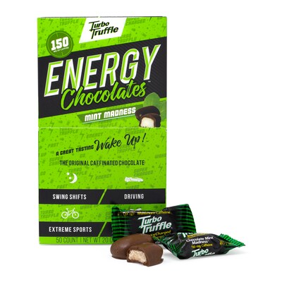 Turbo Truffles Energy Chocolate Truffles Mint Madness, 50/Pack (220-00987)