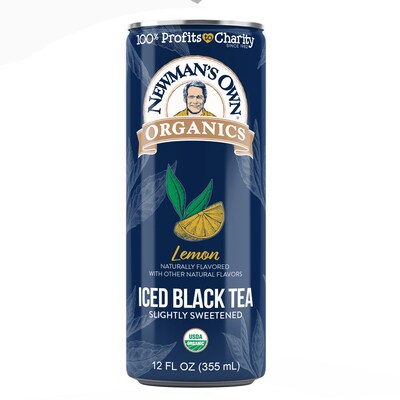 Newmans Own Organics Lemon Iced Black Tea, Sweetened, 12 oz., 12/Carton, (TET12006)