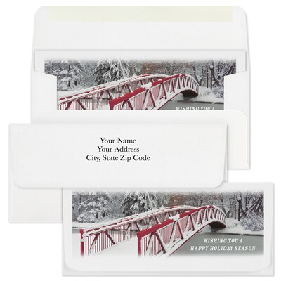 Custom 6-1/2" x 2-7/8" Holiday Bridge Currency Envelopes, Printed, Smooth, 25/Pack