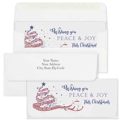 Custom 6-1/2 x 2-7/8 Patriotic Christmas Currency Envelopes, Printed, Smooth, 25/Pack