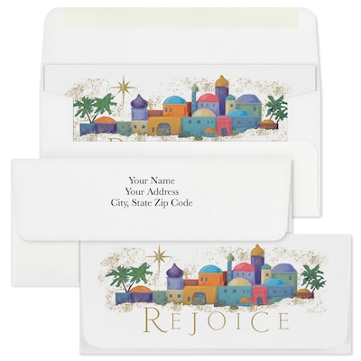 Custom 6-1/2" x 2-7/8" Rejoice Currency Envelopes, Printed, Smooth, 25/Pack