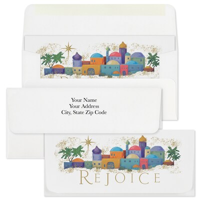 Custom 6-1/2 x 2-7/8 Rejoice Currency Envelopes, Printed, Smooth, 25/Pack