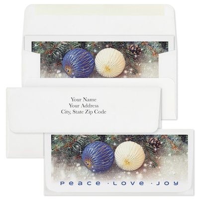 Custom 6-1/2" x 2-7/8" Peace, Love, Joy Currency Envelopes, Printed, Smooth, 25/Pack