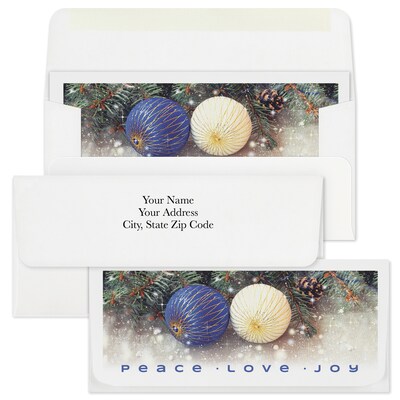 Custom 6-1/2 x 2-7/8 Peace, Love, Joy Currency Envelopes, Printed, Smooth, 25/Pack
