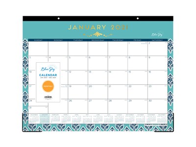 2021 Blue Sky 17 x 22 Desk Pad Calendar, Sullana, Teal (110572-21)