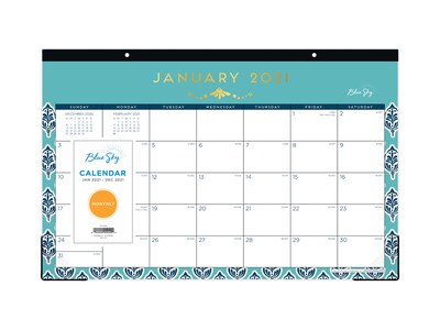 2021 Blue Sky 11 x 17 Desk Pad Calendar, Sullana, Teal (116047-21)