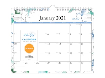 2021 Blue Sky 8 x 11 Wall Calendar, Lindley, Multicolor (101593-21)