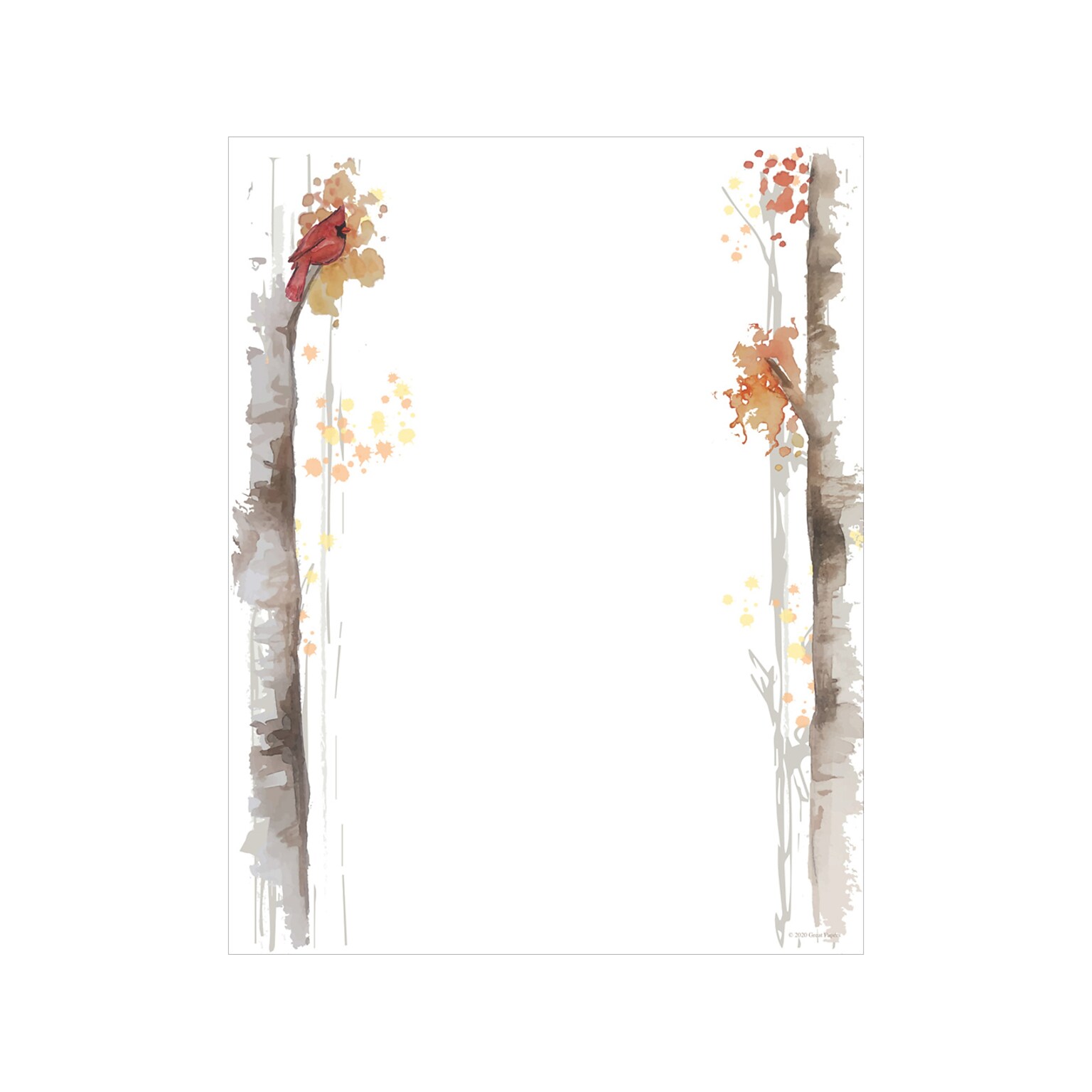 Great Papers! Fall Birch Holiday Letterhead, Multicolor, 80/Pack (2020130)