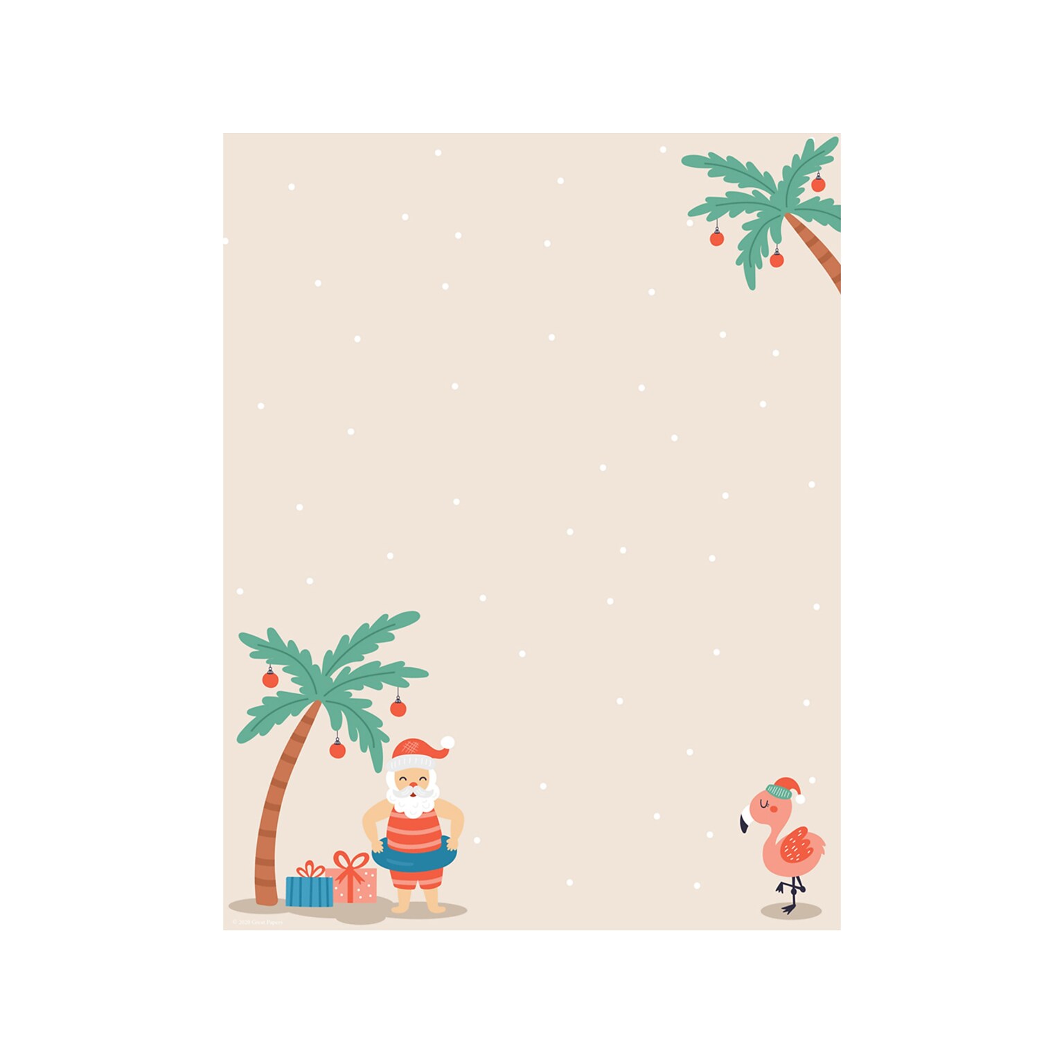 Great Papers! Tropical Santa Holiday Letterhead, Multicolor, 80/Pack (2020109)