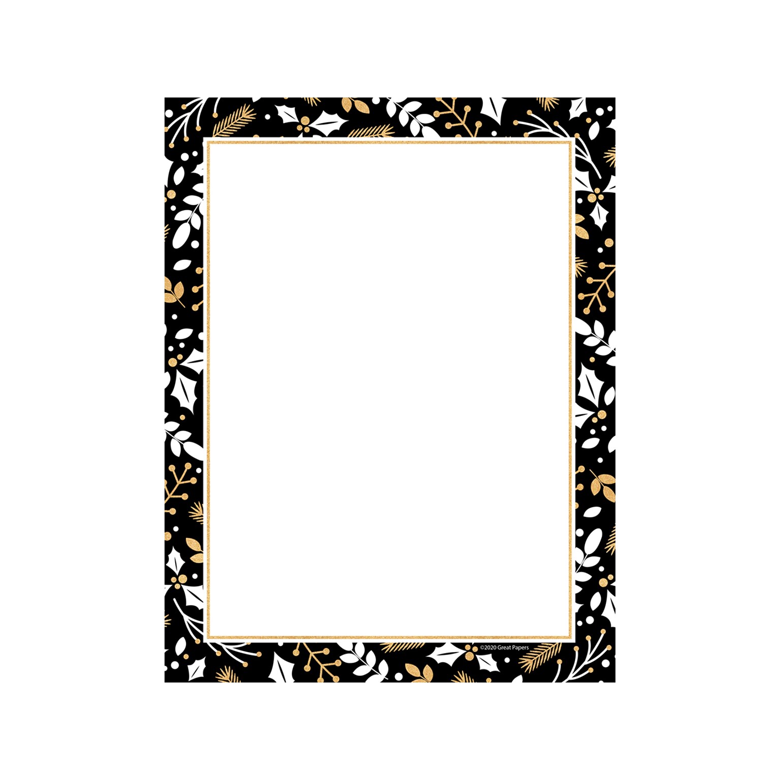 Great Papers! Merry Gold and Black Holiday Letterhead, Multicolor, 80/Pack (2020102)