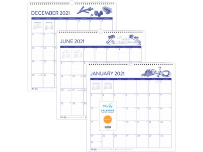 2021 Blue Sky 12 x 12 Wall Calendar, Illustrations, White/Blue (117894-21)