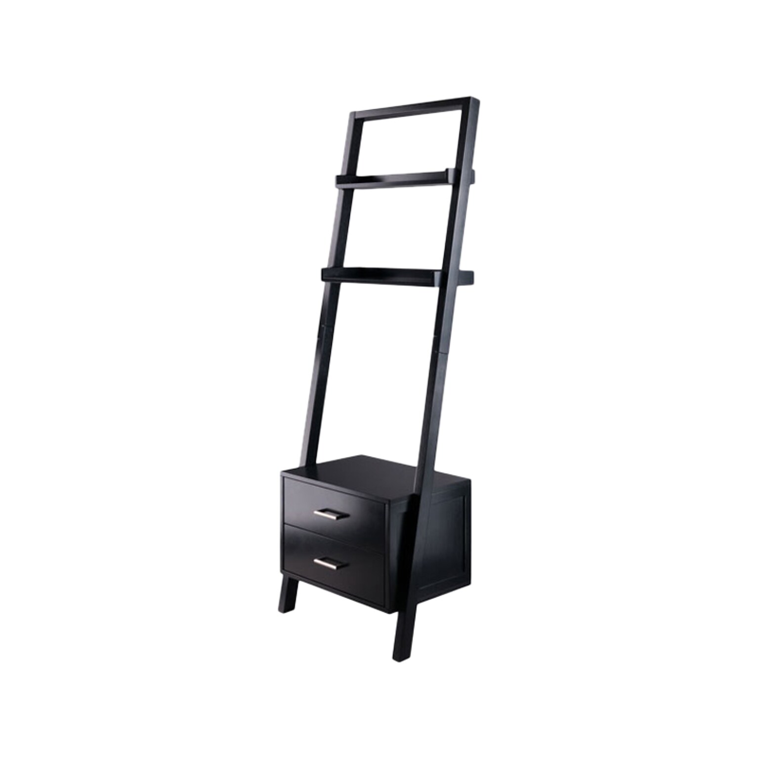 Winsome Bellamy 2-Shelf 69H Leaning Bookcase, Black (29522)