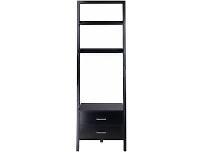 Winsome Bellamy 2-Shelf 69"H Leaning Bookcase, Black (29522)