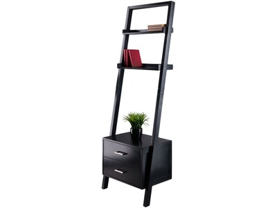 Winsome Bellamy 2-Shelf 69"H Leaning Bookcase, Black (29522)