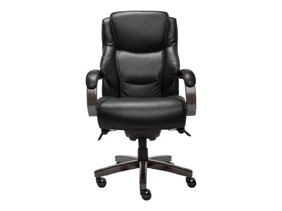 La-Z-Boy Delano Ergonomic Leather Executive Big & Tall Chair, 400 lb. Capacity, Jet Black/Gray (CHR1