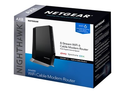 NETGEAR Nighthawk AX6000 Dual Band Wireless and Ethernet Cable Modem Router, Black (CAX80)