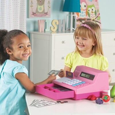 Learning Resources Pretend & Play Calculator Cash Register, Pink (LER2629-P)