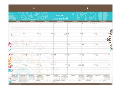 2021 AT-A-GLANCE 17 x 22 Desk Pad Calendar, Suzani, Multicolor (SK17-704-21)